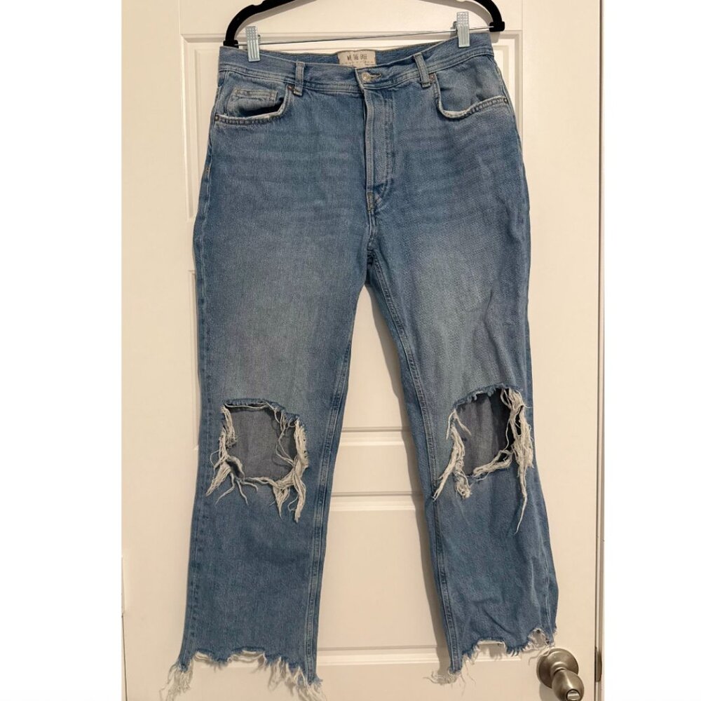 Free People We The Free Distressed Denim Jeans Medium Wash Size 30